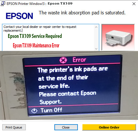 Reset Epson TX109 Step 1